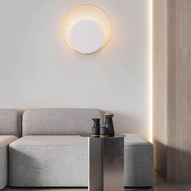 Modern Minimalistisk Järn Cirkelring 1-Ljus Vägglampa För Sovrum