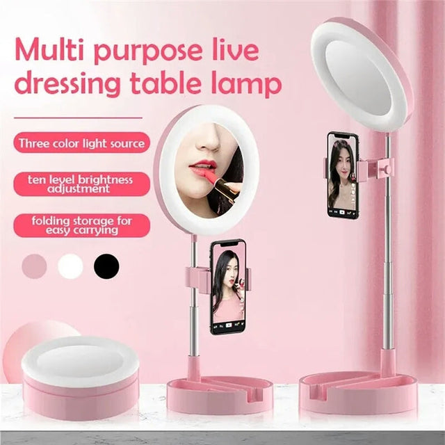 Selfie Ring Light med Makeup Spegel & Telefonhållare Kit