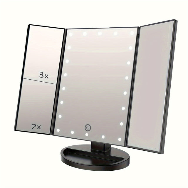 GlowMirror – Fällbar LED Makeup Spegel med 3x/2x Förstoring |