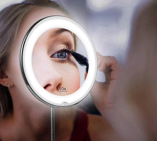 Claravue LED Förstoringsspegel med Flexibel Gåshals – 10x Zoom, Dagsljus LED & Sugkopp