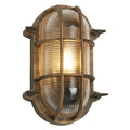 Antik mässing & ribbat glas utomhus vintage oval ytlampa vägglampa 248 mm