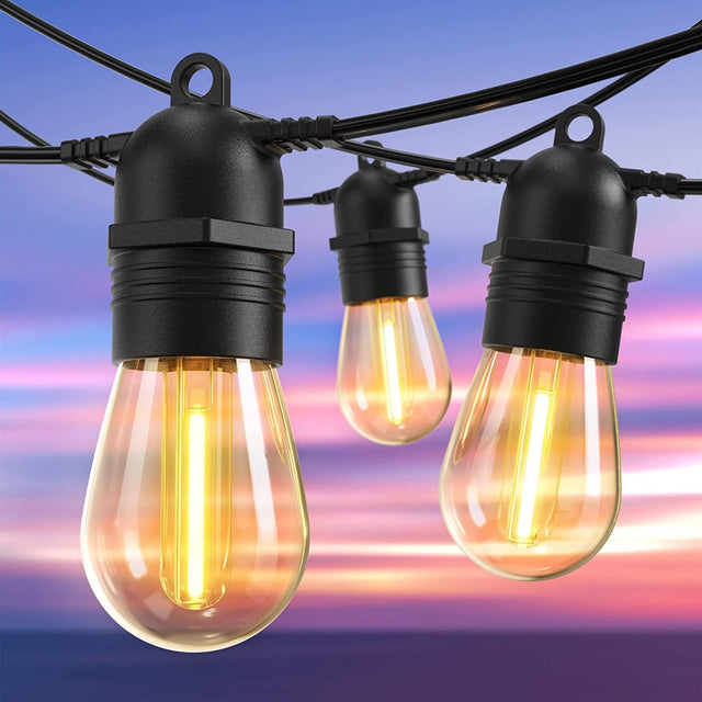 Utebelysning, 53FT/16M S14 Ute LED Ljus, IP65 Vattentåliga Utomhus Ljus, Huvudström 2700K 15+1 (Ersättnings) Glödlampor för Uteplats Terrass Trädgård Bröllop Fest