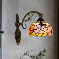 Enkel fjäril och pion vägggolvlampa Tiffany bronsfärgad glasvägglampa