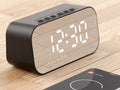 3-i-1 Trådlös Bluetooth-högtalare med subwoofer, väckarklocka, spegelklocka och termometer, för hem och kontor