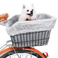 plush lined front bicycle pet basket with secure harness and waterproof liner