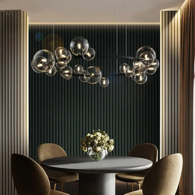 Modern Kreativ Metallkrona Belysning: 7/10 Klara Glasbubblor, Lång Rund Design med G9 Lampa