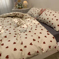 CozyLove | Twin, Full & Queen Duvet Cover Set – Mjuk sängkläder i koreansk stil med hjärtdesign