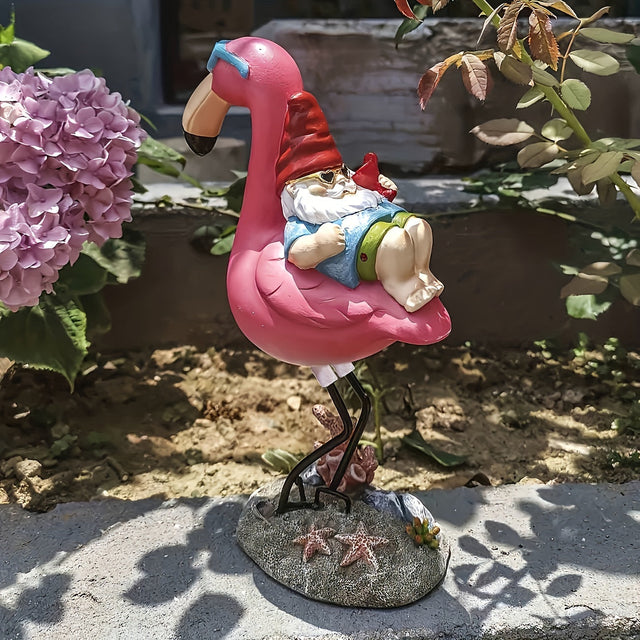 Flamingo avslappnad trädgårdstomte staty