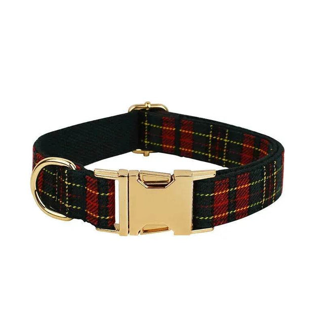 Julhundhalsband Rutig Med Grön Bakgrund Hund Rep Koppel Set