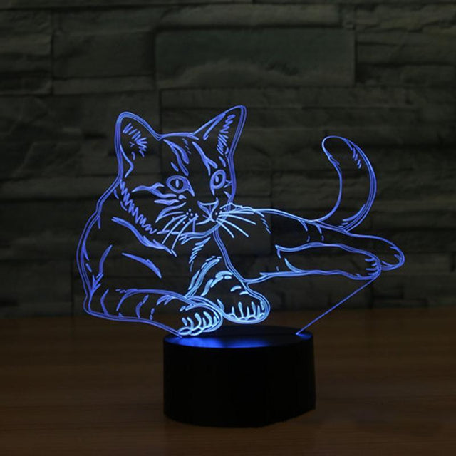 3D Nattlampa Förändringsbar Katt Illusion