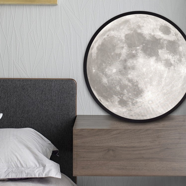 2-i-1 Spegel och Ljus, med Målning av Månen, LED Ambient Ljus &amp; USB Ström, för Hem, Kontor och Sovrum