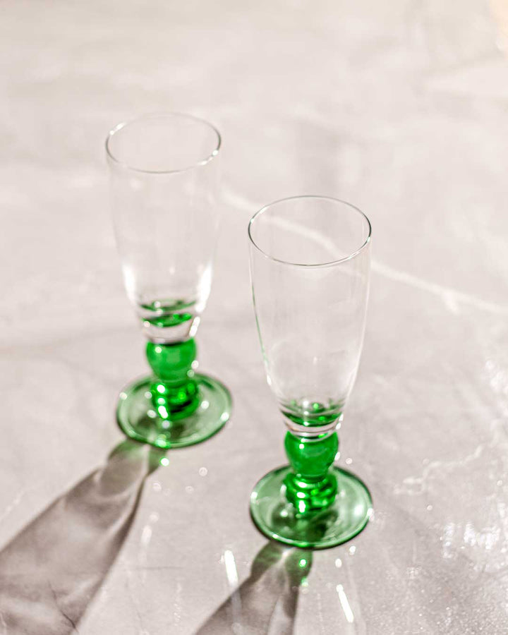 Swirl Grön Champagneglas - Set om 6