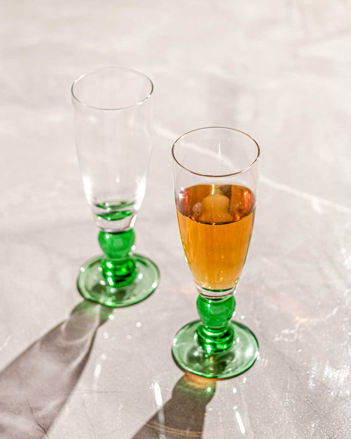 Swirl Grön Champagneglas - Set om 6