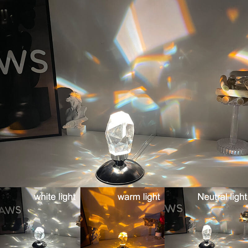LuxorLite Diamant Kristall LED Bordslampa | Lyxig Stämningsbelysning | 3 eller 16 färgändringar | Trådlös Nattlampa