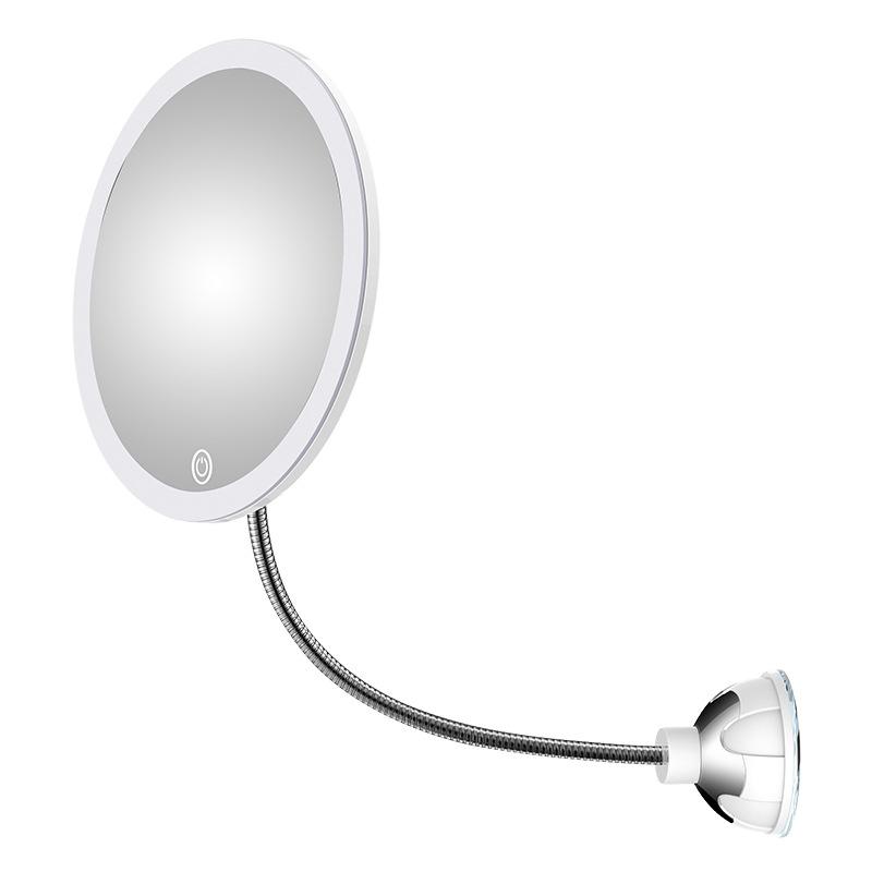 Makeup-spegel med LED &amp;amp; förstoring - med sugkopp och flexibel arm |