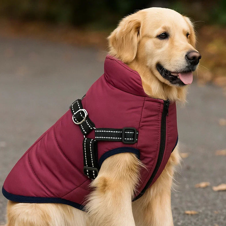 Hundjacka med sele för vinterpromenader