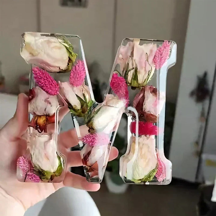 Torkad Blomma Bokstäver Nattlampa