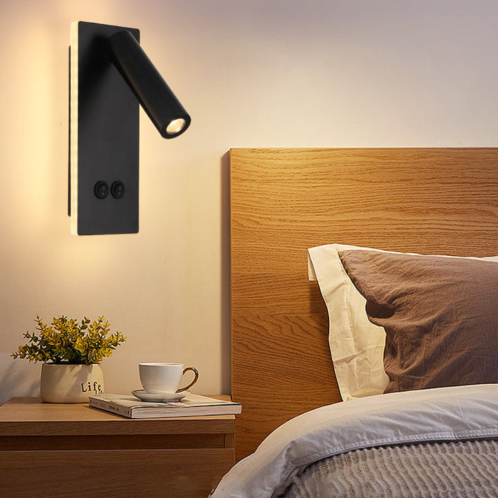 Modern Minimalistisk Rektangulär Rund Järn Aluminium LED Vägglampa För Sovrum