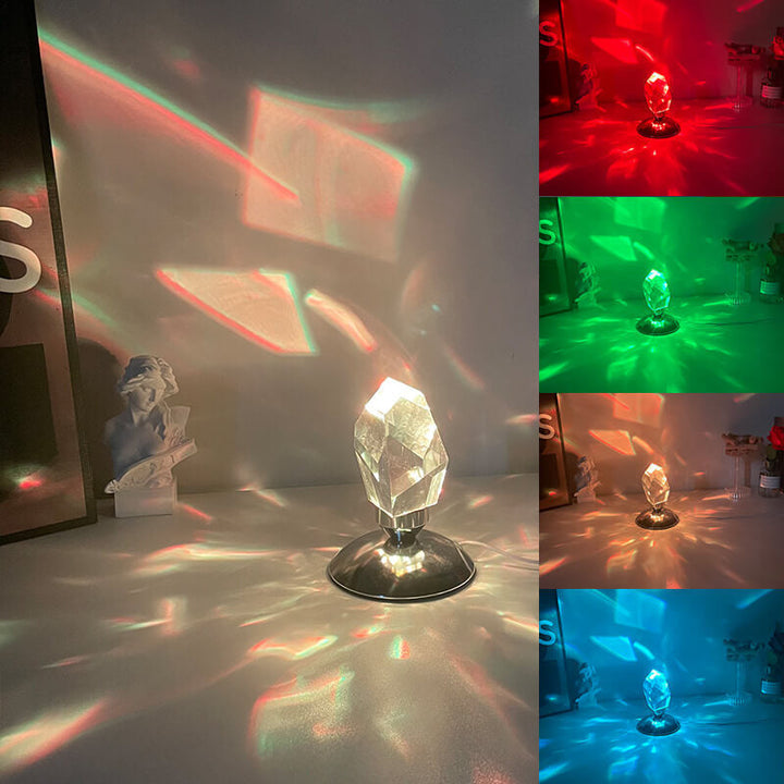 LuxorLite Diamant Kristall LED Bordslampa | Lyxig Stämningsbelysning | 3 eller 16 färgändringar | Trådlös Nattlampa