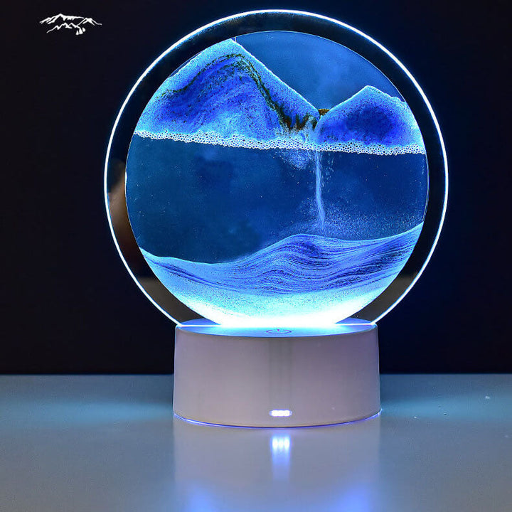 Kreativ Rund Timglas Quicksand 3D LED Nattlampa Bordslampa