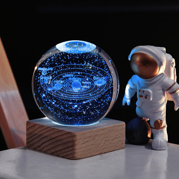 3D Galaxy Crystal Ball Nattlampa Dekorativ Lampa