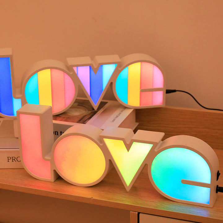 Modern Art Deco vattentät PS LOVE bokstäver LED bordslampa för sovrummet