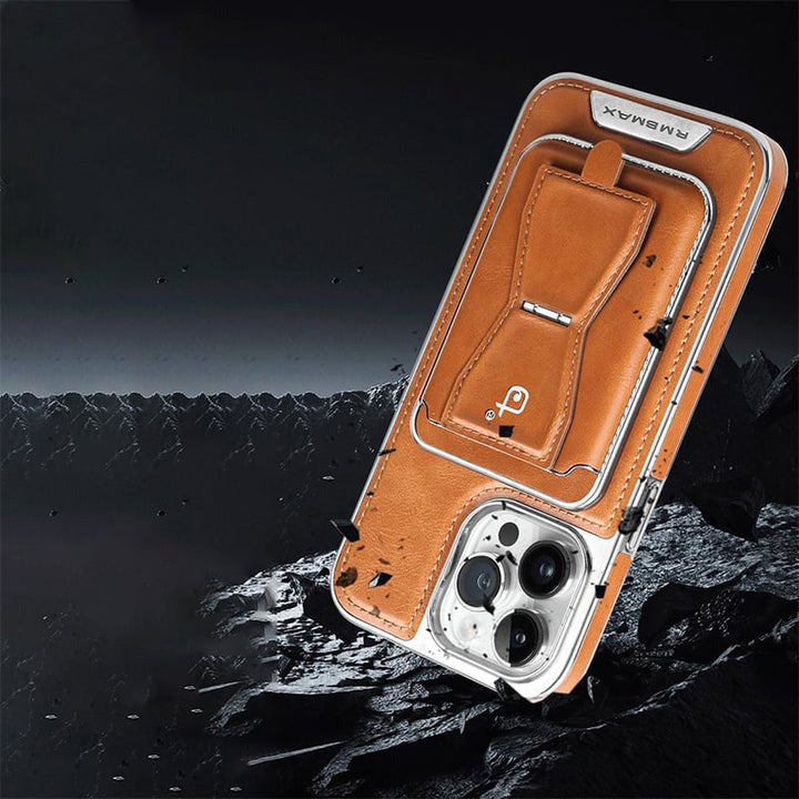 Lyxigt läder magnetiskt telefonfodral