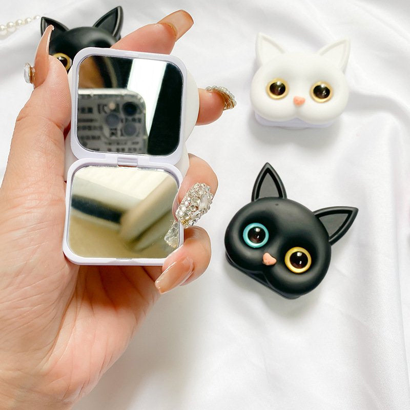 3D söt katt telefonhållare med mini spegel