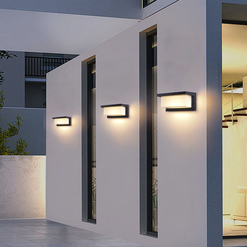 Modern Minimalistisk Solrektangel PC LED Utomhus Vägglampa För Utomhus Patio