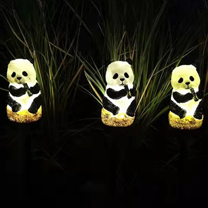 Solpaneler har panda utomhus vattentät uteplats dekoration markljus