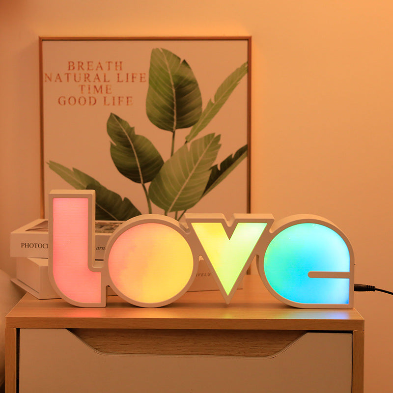 Modern Art Deco vattentät PS LOVE bokstäver LED bordslampa för sovrummet