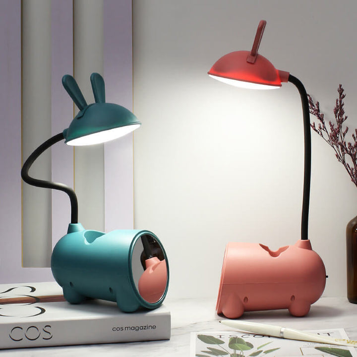 Tecknad Kreativ Kanin LED Touch USB Pennhållare Skrivbordslampa