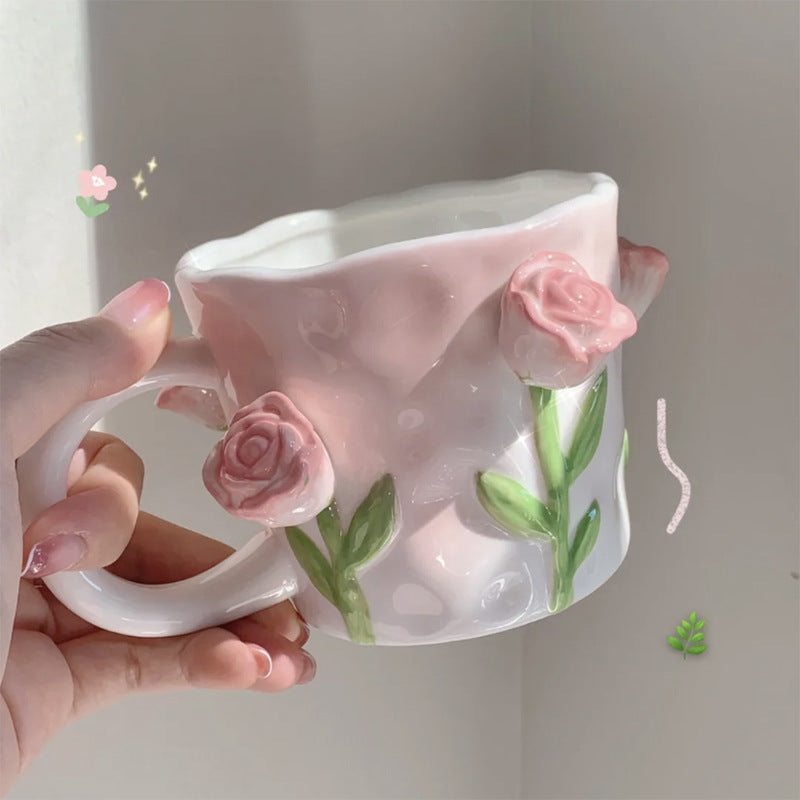 3D Blommig Handmålad Mugg