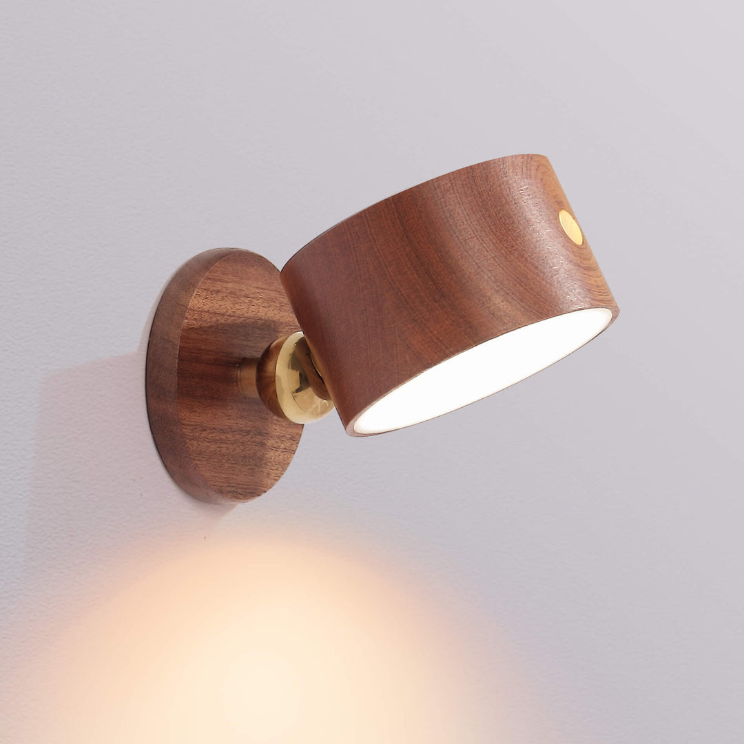 Enkel trä USB-laddningsbar touch magnet LED nattlampa vägglampa