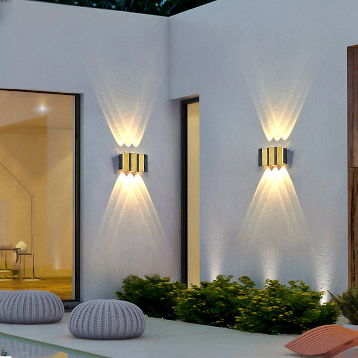 Modern Ljuslyxig Guld Aluminium Utomhus Vattentät Terrass LED Vägglampa