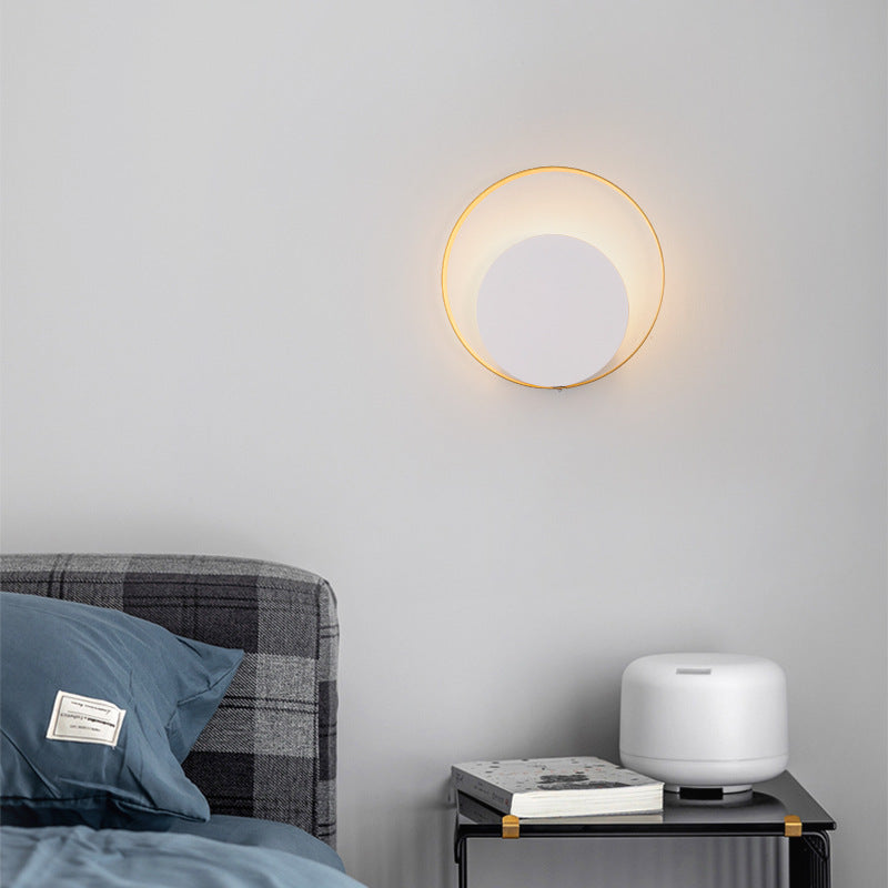 Modern Minimalistisk Järn Cirkelring 1-Ljus Vägglampa För Sovrum