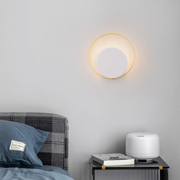 Modern Minimalistisk Järn Cirkelring 1-Ljus Vägglampa För Sovrum