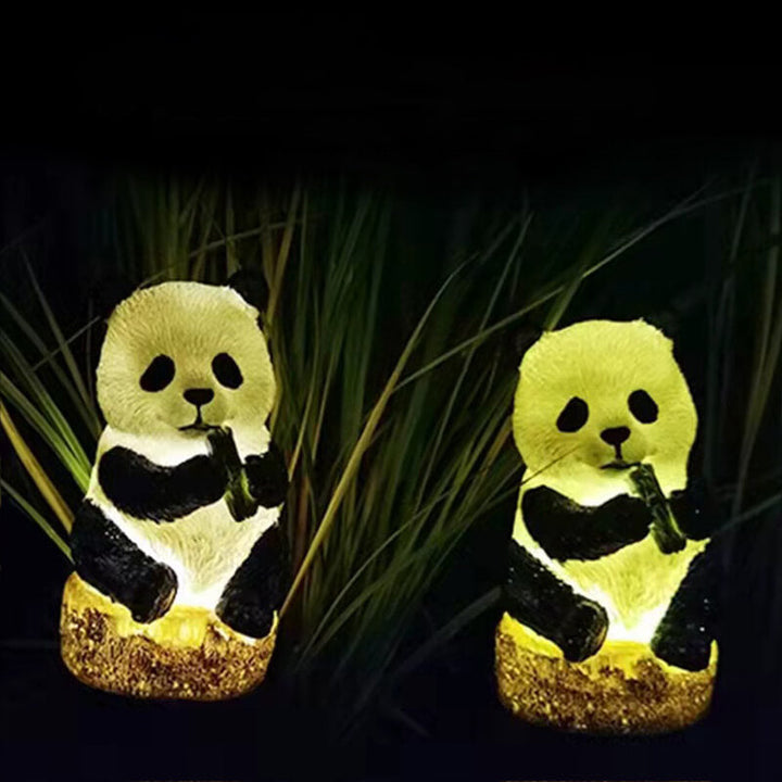Solpaneler har panda utomhus vattentät uteplats dekoration markljus