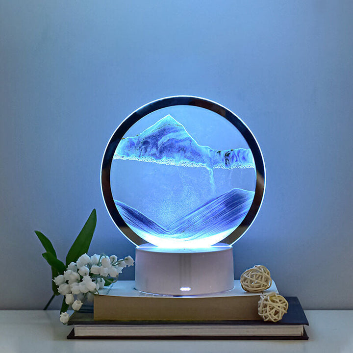 Kreativ Rund Timglas Quicksand 3D LED Nattlampa Bordslampa