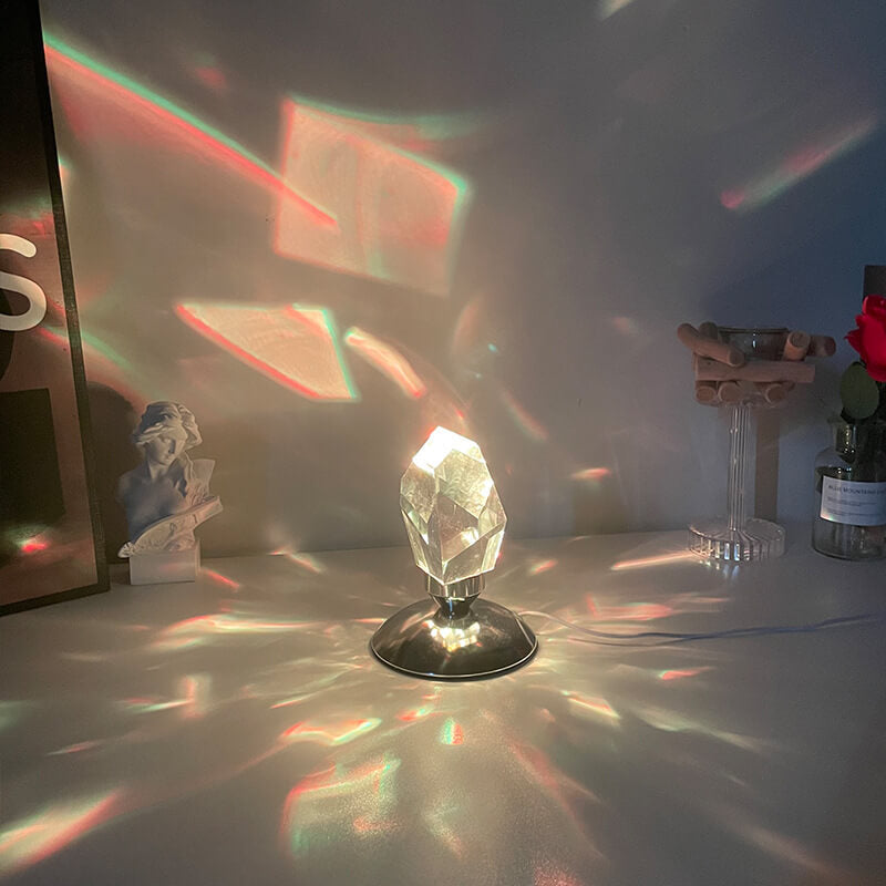 LuxorLite Diamant Kristall LED Bordslampa | Lyxig Stämningsbelysning | 3 eller 16 färgändringar | Trådlös Nattlampa