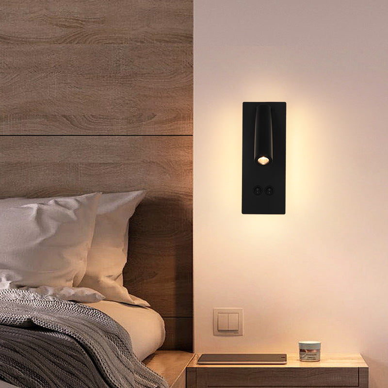 Modern Minimalistisk Rektangulär Rund Järn Aluminium LED Vägglampa För Sovrum