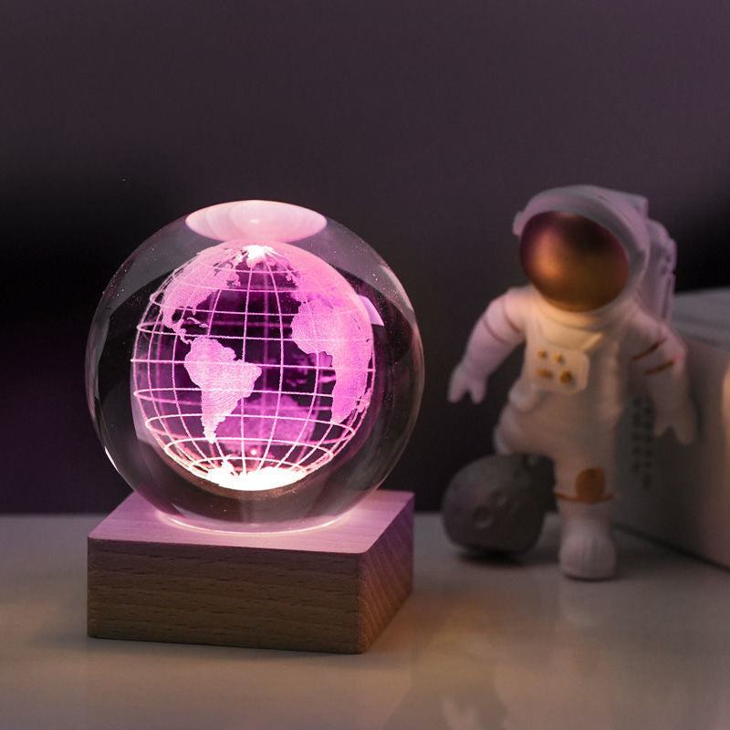 3D Galaxy Crystal Ball Nattlampa Dekorativ Lampa