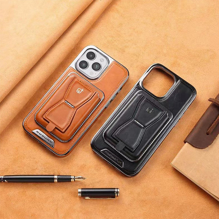 Lyxigt läder magnetiskt telefonfodral