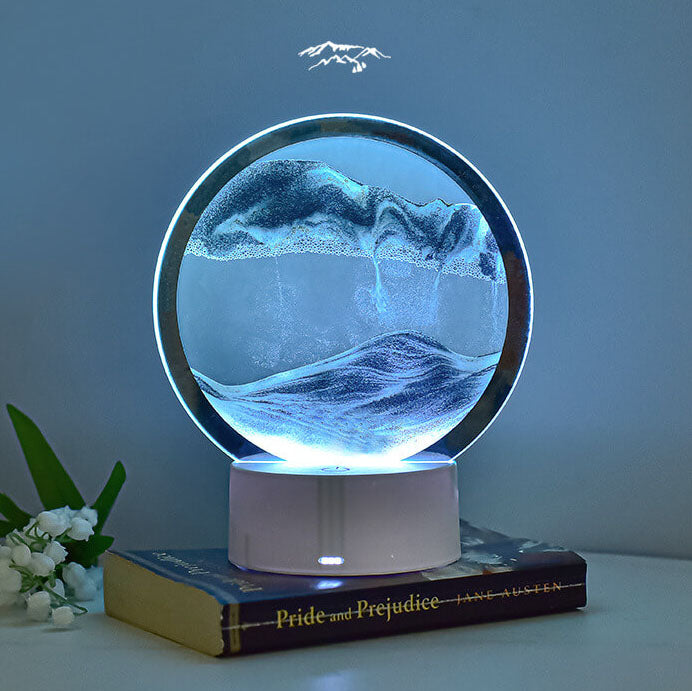 Kreativ Rund Timglas Quicksand 3D LED Nattlampa Bordslampa