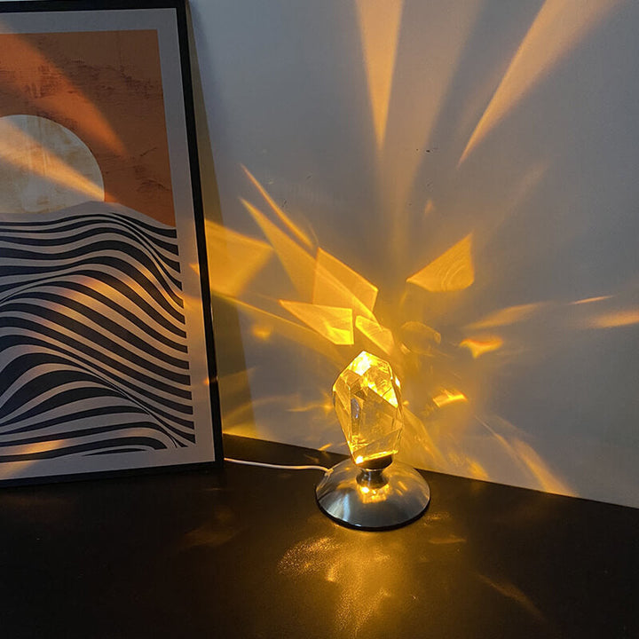 LuxorLite Diamant Kristall LED Bordslampa | Lyxig Stämningsbelysning | 3 eller 16 färgändringar | Trådlös Nattlampa
