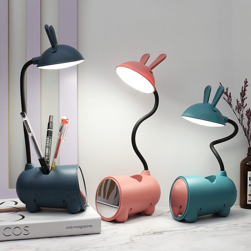 Tecknad Kreativ Kanin LED Touch USB Pennhållare Skrivbordslampa