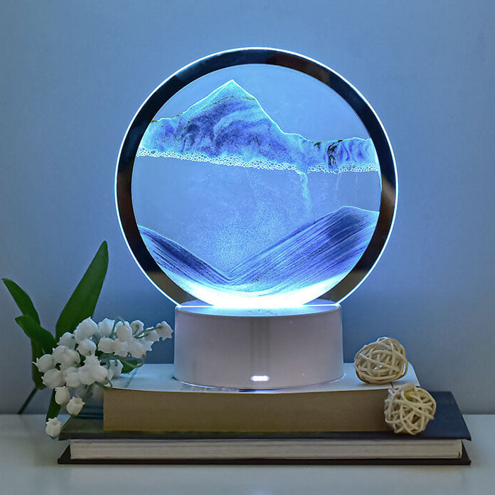 Kreativ Rund Timglas Quicksand 3D LED Nattlampa Bordslampa