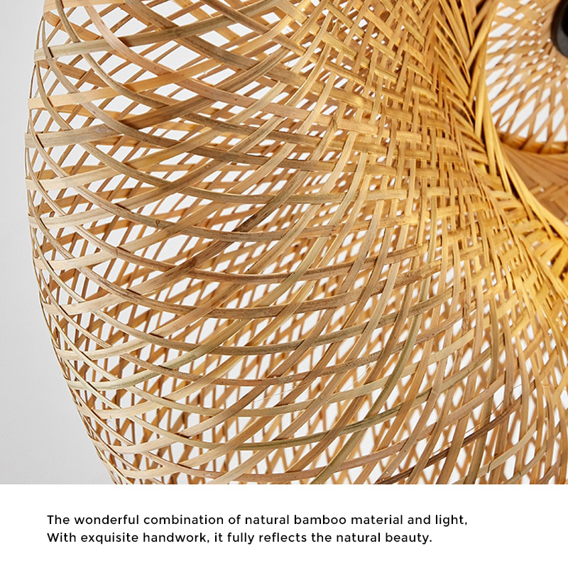 Rattan Vävd Bambu - Pendellampa - LED - Ljus