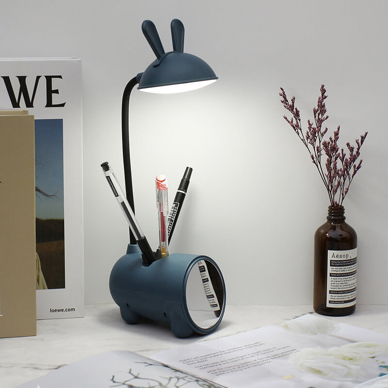 Tecknad Kreativ Kanin LED Touch USB Pennhållare Skrivbordslampa
