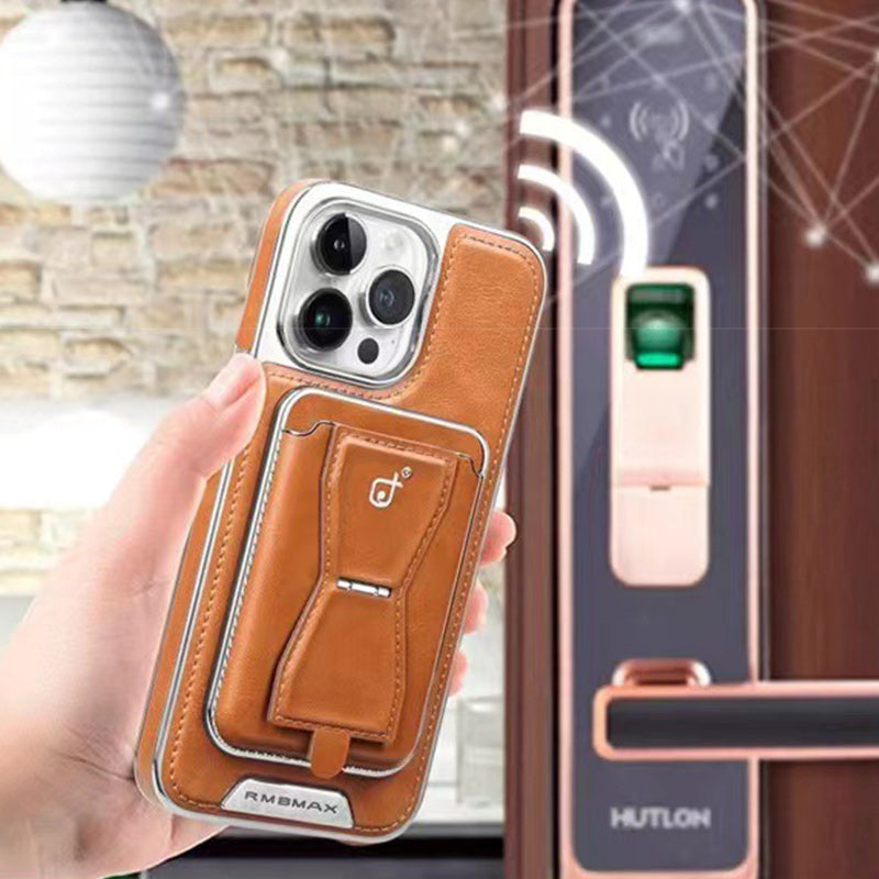 Lyxigt läder magnetiskt telefonfodral